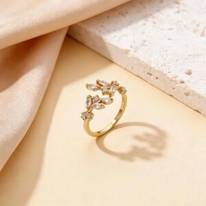 Adjustable Leaf Gold Ring